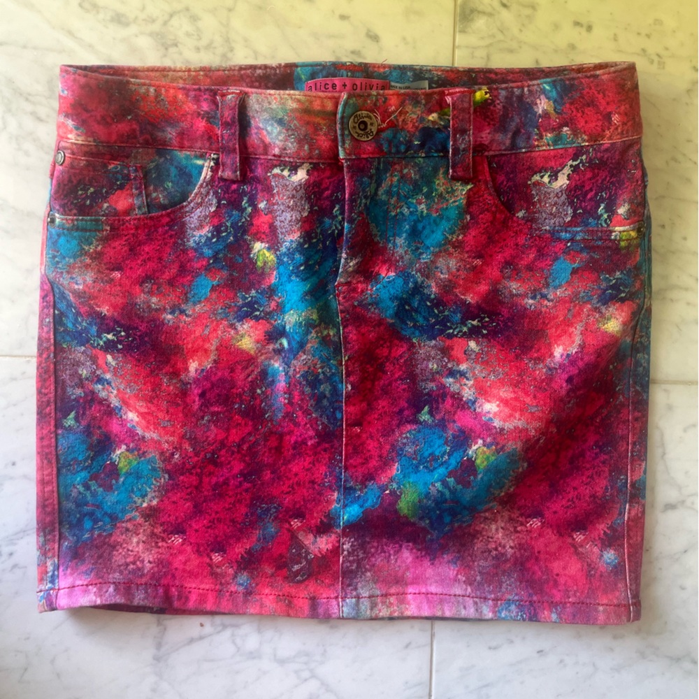 Alice + Olivia Denim Mini Skirt